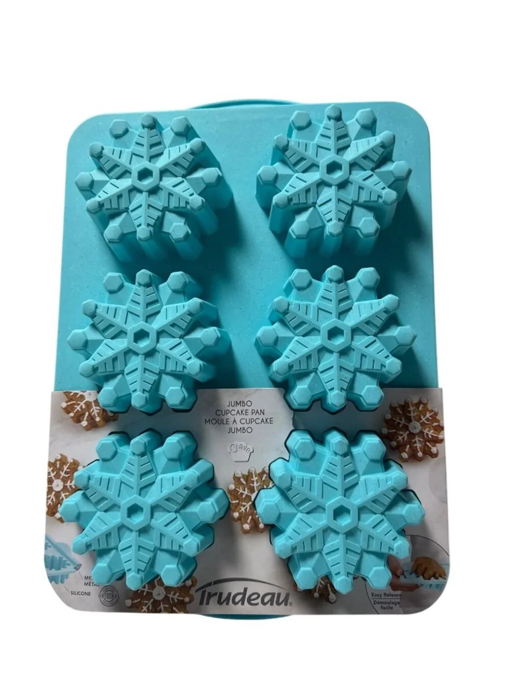 Trudeau Jumbo Snowflake Silicone Cupcake Pan For Baking & Decorating BPA-Free